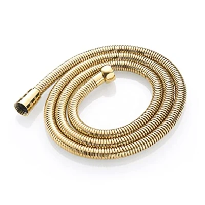 Image of Xcel Home™ 1.5m Gold Leakproof Flexible Stainless Steel Anti Kink Shower Hose with Solid Connector