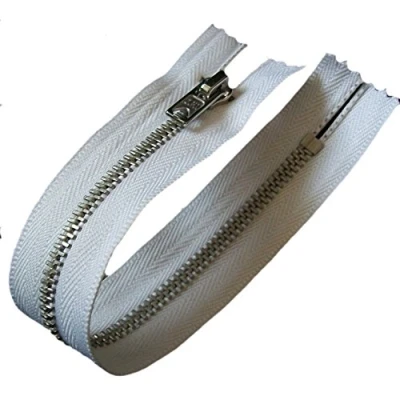 Image of Silver Metal Trouser Jeans Zip Closed End 9 inch (22.5cm) (White)