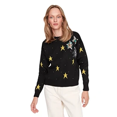 Image of Trendyol FeMan Oversize Basic Turtleneck Knit Sweatshirt Schwarz