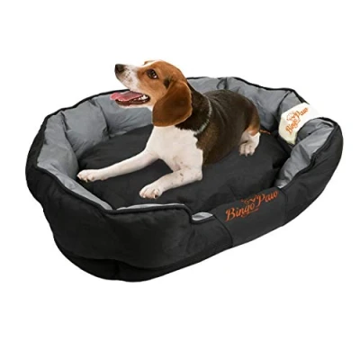 Image of BingoPaw Waterproof Dog Bed Large: Removable Machine Washable Puppy Basket Cushion Scratch Proof Oxford Fabric Water Resistant Pet Sofa Bedding for Medium Large Dogs Black L(90X70cm)