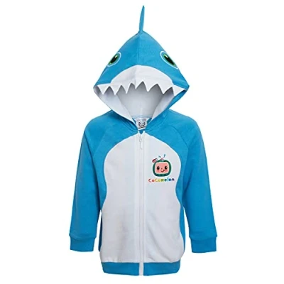 Image of CoComelon Baby Shark Hooded Jacket Boys Novelty Dress Up Zip Hoodie Infants Jumper 3D Coat Blue 2 3 Years