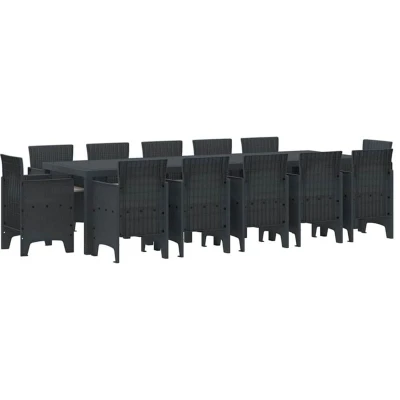Image of vidaXL 13 Piece Garden Dining Set with Cushions Anthracite Poly Rattan