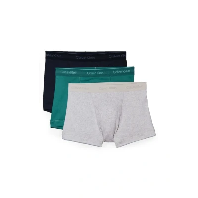 Image of Calvin Klein Underwear Trunk 3 PACK Pants, Men&#039;s, Size: Medium, Shoreline/snow heather/ lively teal