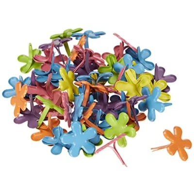 Image of Rayher Mini Brads with Flower Design for Scrapbooking, Card Making and Crafting, Shaped Head Paper Fasteners, assorted colours, 12mm, 50 pieces, 7835549