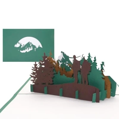 Image of Cologne Cards Greeting Card 3D Pop Up Hiking, Birthday Card, Green, Modern Style, 11 x 17 cm