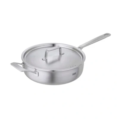 Image of Kuhn Rikon Culinary Fiveply 28cm Uncoated Saute Pan With Lid Long Helper Handles