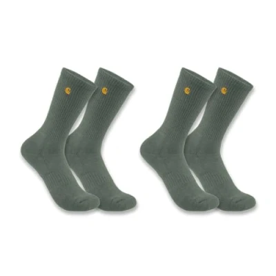 Image of Carhartt Men&#039;s Force Midweight Crew Sock 2 Pack Work, Dusty Olive, Medium