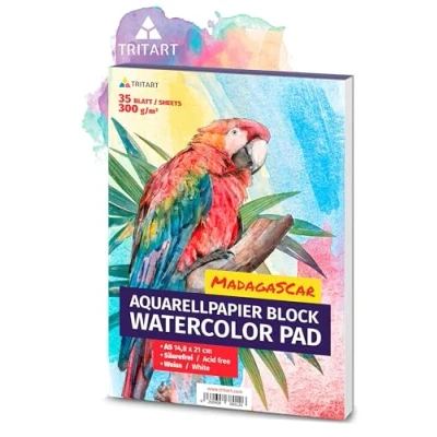 Image of A5 Watercolor Paper 300g / White 35 Sheets Aquarelle pad Din by Tritart