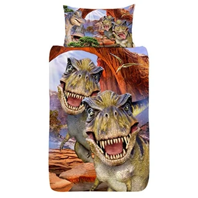 Image of Selfies Dino Single Panel Duvet Cover Bedding Set Dinosaur World T Rex Jurassic (Single Cover)