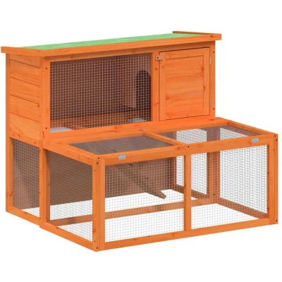 Image of vidaXL Rabbit Hutch Brown 102x90x84.5 cm Solid Wood Pine