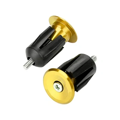 Image of Dilwe Handlebar End Cap, 1 Pair Aluminum Alloy Bike Bicycle Handle Grip Bar Plug Cap Parts(Yellow)