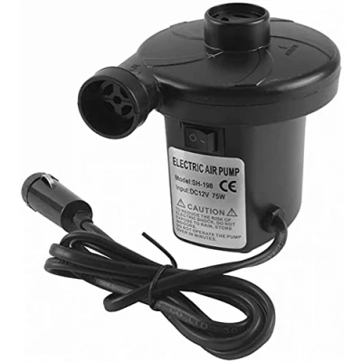 Image of Powerful Portable 12v Electric Air Pump 3 Nozzles Included Mattresses, Beds, Paddling Pools Inflate or Deflate Size Camping Airbeds