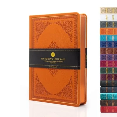 Image of VICTORIA&#039;S JOURNALS Mini Notebook Pocket Vintage Embossing Journal Hard Cover Lined Old Looking Travel Diary Gilded Edge Ribbon Bookmark, 6.5&#039;&#039; x 4.7&#039;&#039;,B6