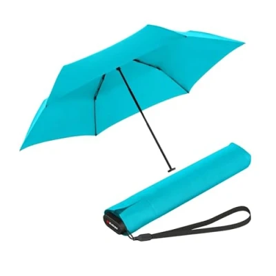 Image of Knirps Ultra US.050 Slim Manual Pocket Umbrella Light and Flat Storm Resistant Windproof 21 cm, aqua, S, Compact
