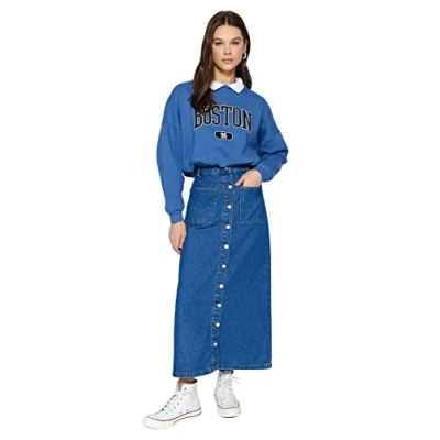 Image of Trendyol Skirt Blue Maxi,Dark Blue,38