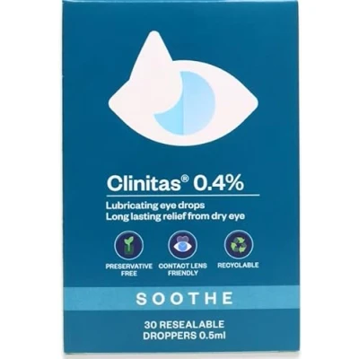 Image of Clinitas Preservative Free Lubricant Eye Drops 30 x 0.5ml, White