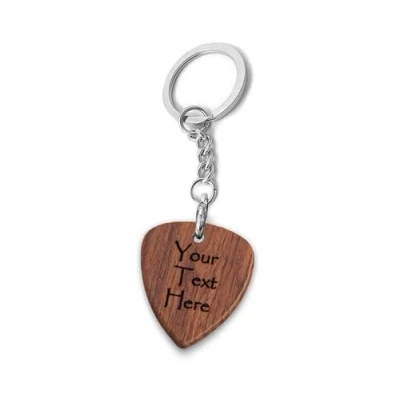 Image of Premium Guitar Plectrum Wooden Pick Pendant Keychain in Gift Box (Personalised Rosewood)