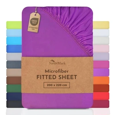 Image of NatureMark Microfibre Box Spring Bed &amp; Water Fitted Sheet 200 x 220 cm 40 Base Height 100% Polyester, Purple