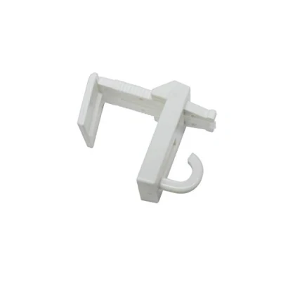 Image of GARDINIA Pack of 2 White Plastic Clip Support Brackets with Hooks for Bamboo and Roman Blinds Not Applicable