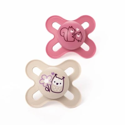 Image of MAM Original Start Soothers 0 2 Months (Pack of 2), Baby with Self Sterilising Travel Case, Newborn Essentials, Pink/White (Designs May Vary)