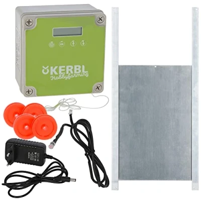 Image of Kerbl 70546 Automatic Chicken Door Set Including Sliding Door, Flap, Poultry Hatch 300 x 400 mm