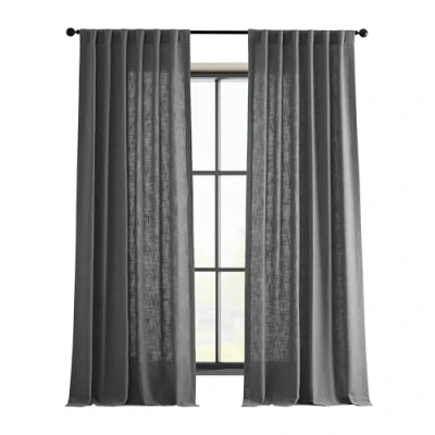 Image of HPD Half Price Drapes Premium Heavy Faux Linen Curtains for Living Room (1 Panel), 50W x 96L Light Filtering 96 Inches Long Window Bedroom, Pewter Grey