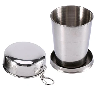 Image of Yosoo Collapsible Stainless Steel Glass Cup for Camping Travel Hiking (S)