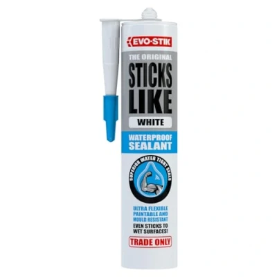 Image of EVO STIK Sticks Like Waterproof Sealant, All Purpose, Mould Resistant, Colour: White, Size: 290ml