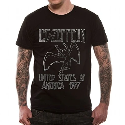 Image of Loud Led Zeppelin USA `77 Men&#039;s T Shirt Black Large