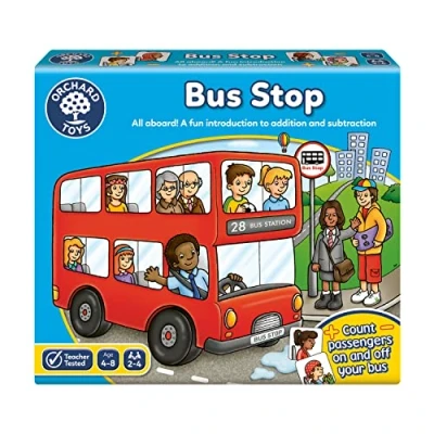 Image of Orchard Toys Bus Stop Game, Educational Addition and Subtraction Maths Teacher Tested, Perfect for Children Aged 4 8, Toy Game