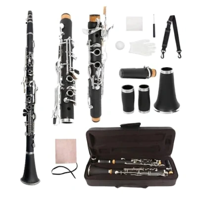 Image of Yinfente Professional Clarinet Ebonite Wood G Key Flat 2 Barrels With Case Cloth Reed Accessories (G key)