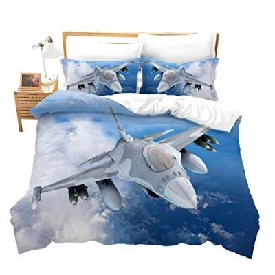 Image of Loussiesd Aviation Theme Bedding Set Single for Kids Children Teens Airplane Duvet Cover Aircraft Runway Sky Comforter with 1 Pillowcases Ultra Soft Microfiber 2 Pcs Zipper Gorgeous