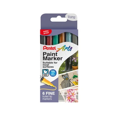 Image of Pentel Paint Marker Fine Bullet Tip Assorted Metallic (Pack of 6)