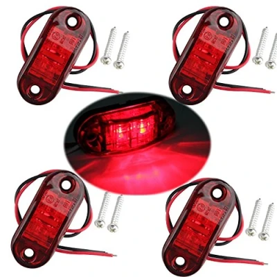 Image of Futheda 4pcs IP65 Oval LED Lamps Side Marker Lights 12V/24V Front Rear Universal Indicator of Position for Truck Trailer Van Caravan Lorry Car Bus Boats Red