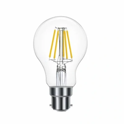 Image of G.W.S® LED Filament Bulb, GLS A60 B22 Bayonet, Globe 8W Dimmable Warm White 2700K, Clear Glass