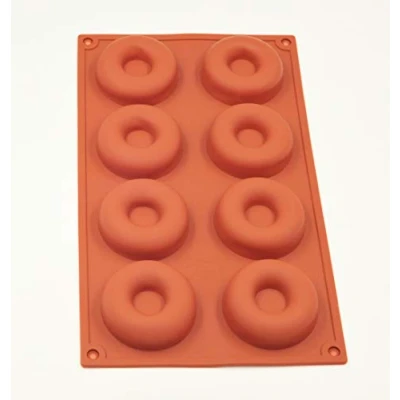 Image of Selecto Bake Silicone Donut Moulds, Silicon Doughnut Mould Large Non Stick 8 Cavity Molds Tray Pan Bagel Baking Tin Muffin Cupcake Biscuit Maker Bakeware