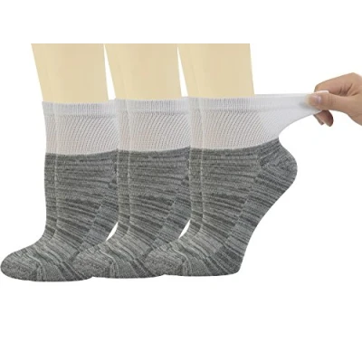 Image of Yomandamor Ladies 6 Pairs Bamboo Diabetic Ankle Socks with Non Binding Top And Cushion Sole,L Size