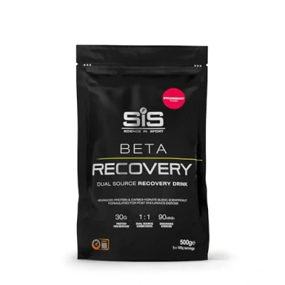 Image of Science in Sport BETA Recovery Dual Source Drink Strawberry Protein Powder Advanced Carbohydrate &amp; Whey Blend for Post Endurance Exercise 30g per Serving, 500g