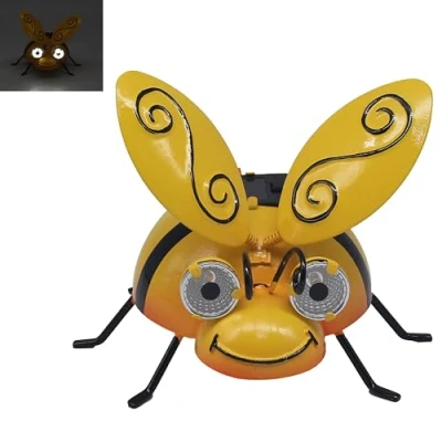 Image of Lesser &amp; Pavey Bright Eyes Bee Solar Led Outdoor Lights For Garden Decorations Decorative Durable Leds All Seasons Waterproof Pathways, Patios, Fences, and Walls