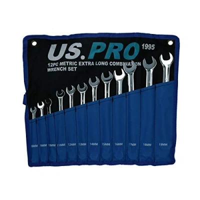 Image of AB Tools US Pro 12pc Metric MM Combination Spanner Wrench Extra Long 8mm 19mm