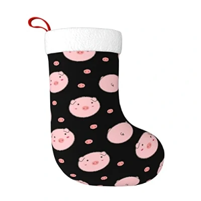 Image of FADUNI Powder Pig Christmas Stockings Xmas Fireplace Hanging Decoration For