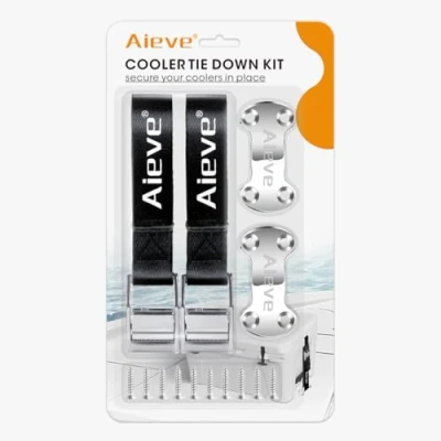 Image of Aieve Cooler Tie Down Straps Kit Ice Chest Lock Bracket Accessories Secure for YETI RTIC Coolers