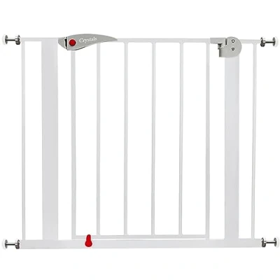 Image of Stair Gate No Drilling Screws, Baby of Width 75 cm to 85 cm, 10 Extension Gates for Baby, Dogs, Safety Kids, Auto Close with 90 Two Way Opening, White