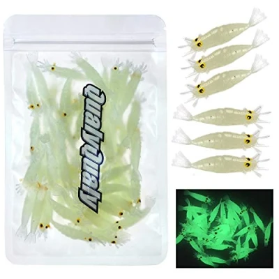 Image of QualyQualy Soft Plastic Fishing Lures Artificial Bait Luminous Glow Shrimp Lure Grub Worms for Pike Carp Bass Trout