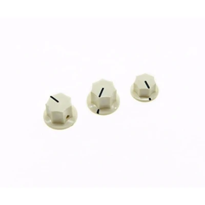 Image of Dopro Set of 3 Aged White Brass Insert USA Spec 1/4&quot; Jazz J Bass Knobs