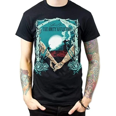Image of Fashion Mens T Shirt Amity Affliction Shine On Black Men Printed L