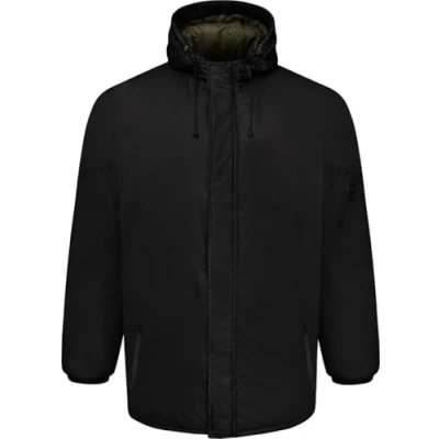 Image of KAM Mens Zip Through Heavyweight Padded Parka Coat Black 4XL