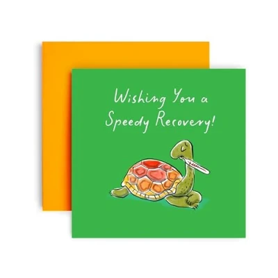 Image of Huxters Get Well Soon Card Wishing you a Speedy Recovery Tortoise Good Luck with your Operations 14.8cm