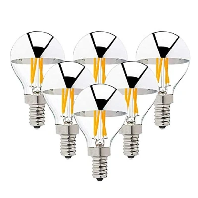 Image of G45/G14 Edison LED Bulb 4W,Silver Tipped Filament Light Bulb,40 Watt Equivalent,E14 Candelabra Base,Warm White 2700K,Non Dimmable 6Pack