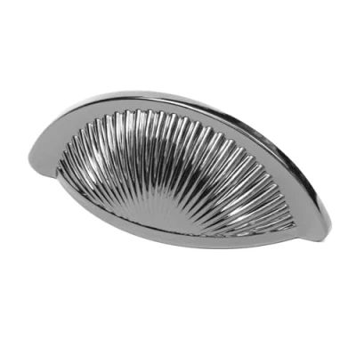 Image of Decoranddecor Arro Half Moon Shaker Cup Handles Cabinet Pulls Zinc 64mm Hole Centre (Polished Nickel Black)